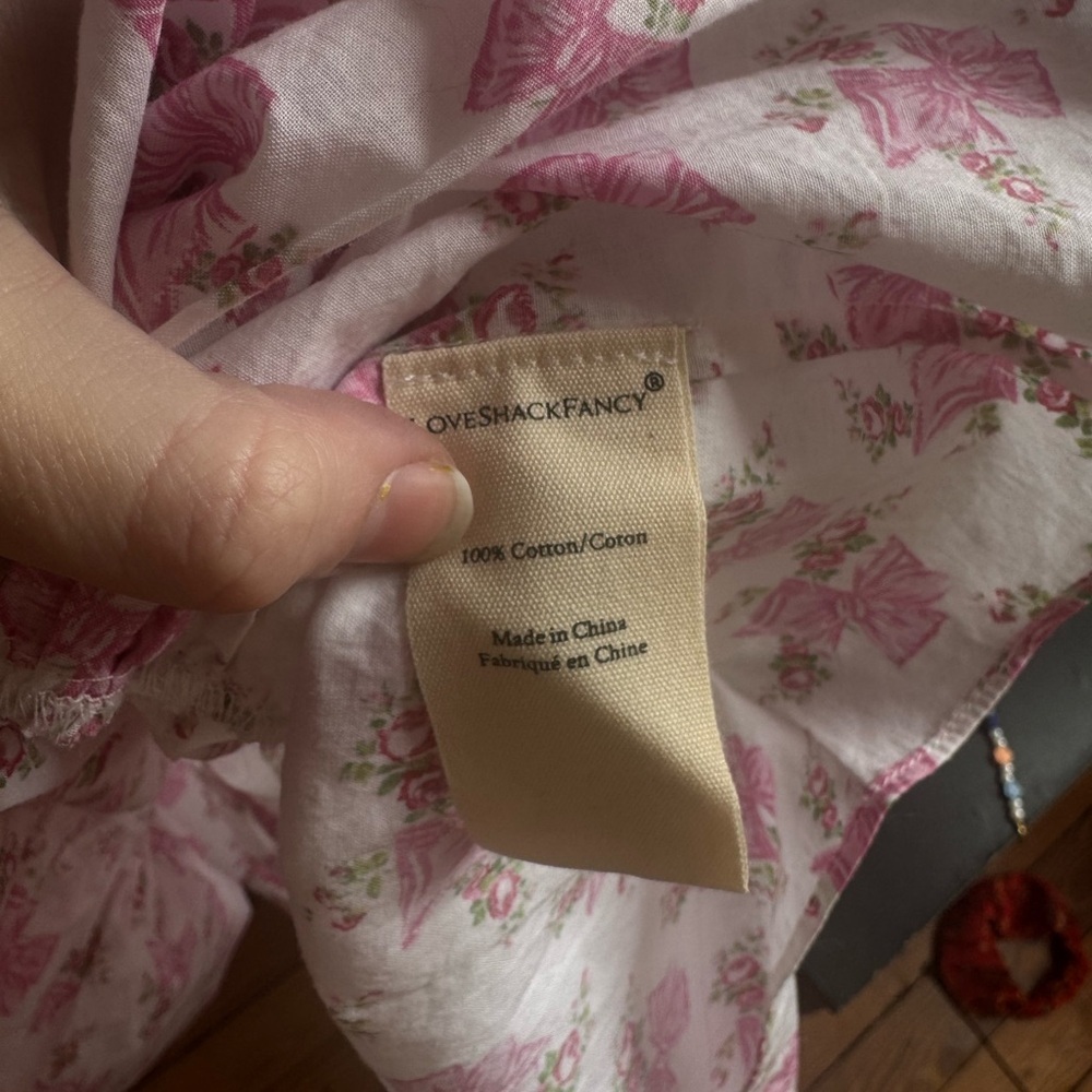 Loveshackfancy Cotton Rose Beaux Midi Dress Small Floral Bow Smocked White Pink - Picture 4 of 7